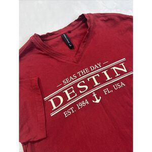 NEW DESTIN FLORIDA TEE Alvins Island T Shirt Mens Large Red Graphic Seas The Day